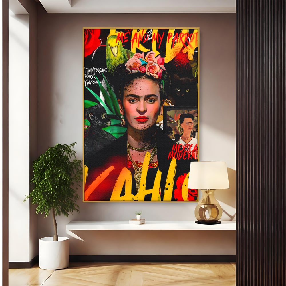 Leinwandbilder Premium LuxCanva® C1130, Frida Kahlo Die Künstlerin , Farben, Maler, Malerinnen, Frauen, Pop Art, Wohnzimmer, Esszimmer, entspannend, leuchtende Farben