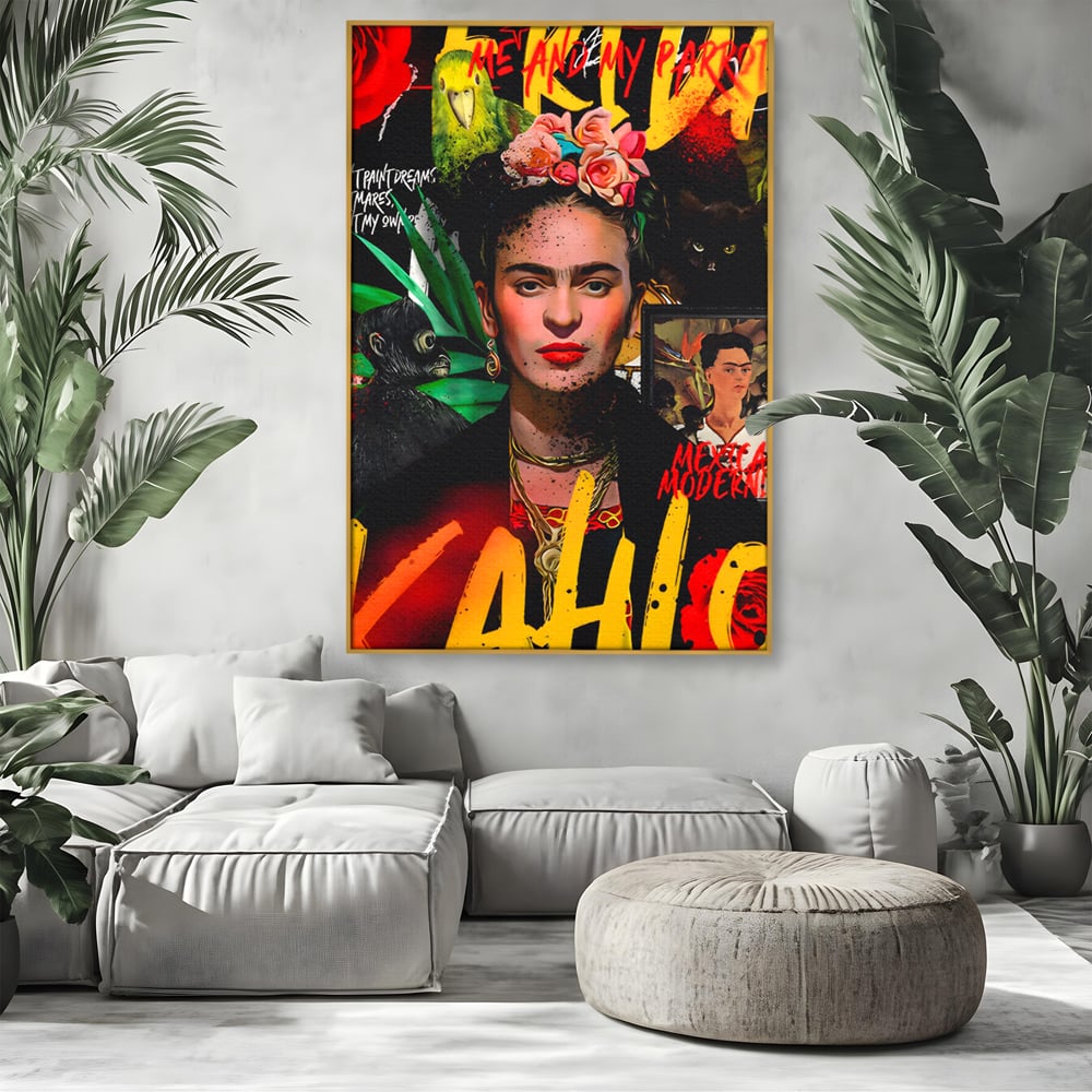 Leinwandbilder Premium LuxCanva® C1130, Frida Kahlo Die Künstlerin , Farben, Maler, Malerinnen, Frauen, Pop Art, Wohnzimmer, Esszimmer, entspannend, leuchtende Farben