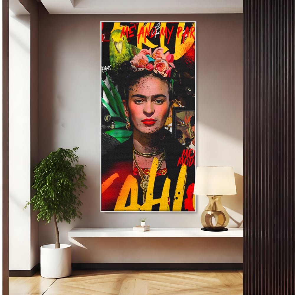 Leinwandbilder Premium LuxCanva® C1130, Frida Kahlo Die Künstlerin , Farben, Maler, Malerinnen, Frauen, Pop Art, Wohnzimmer, Esszimmer, entspannend, leuchtende Farben