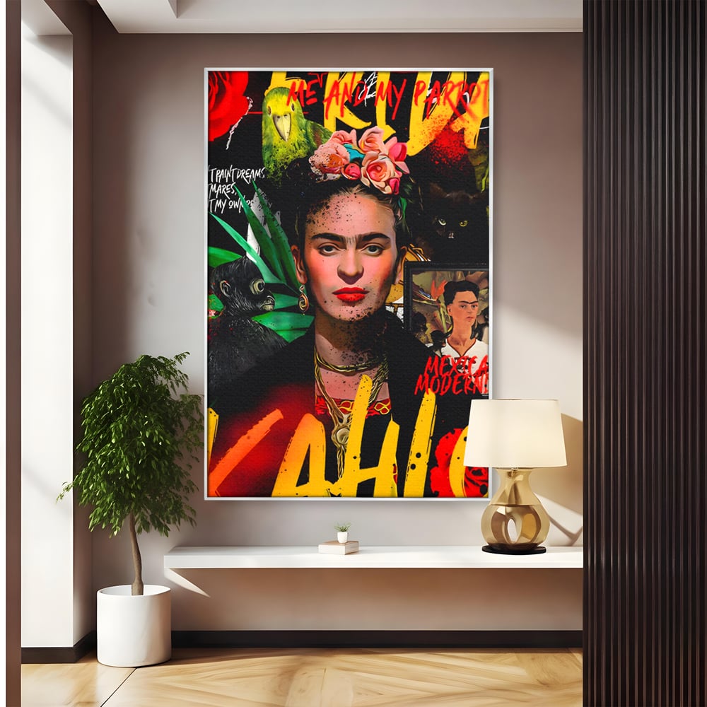 Leinwandbilder Premium LuxCanva® C1130, Frida Kahlo Die Künstlerin , Farben, Maler, Malerinnen, Frauen, Pop Art, Wohnzimmer, Esszimmer, entspannend, leuchtende Farben