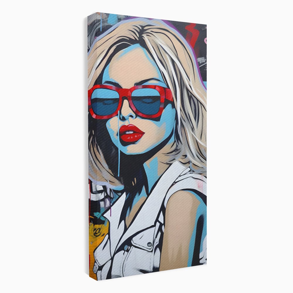 Tablou Canvas Premium LuxCanva® C1131, Girl With Sunglasses , Culori, Pop Art Painting, Fashion, Living Room, Bar, Relaxare, Culori Vibrante