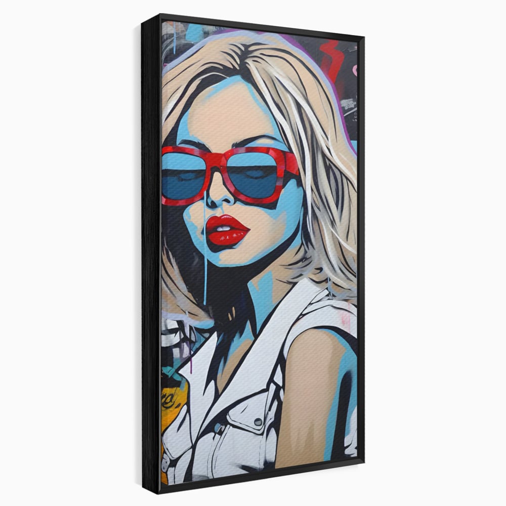 Tablou Canvas Premium LuxCanva® C1131, Girl With Sunglasses , Culori, Pop Art Painting, Fashion, Living Room, Bar, Relaxare, Culori Vibrante