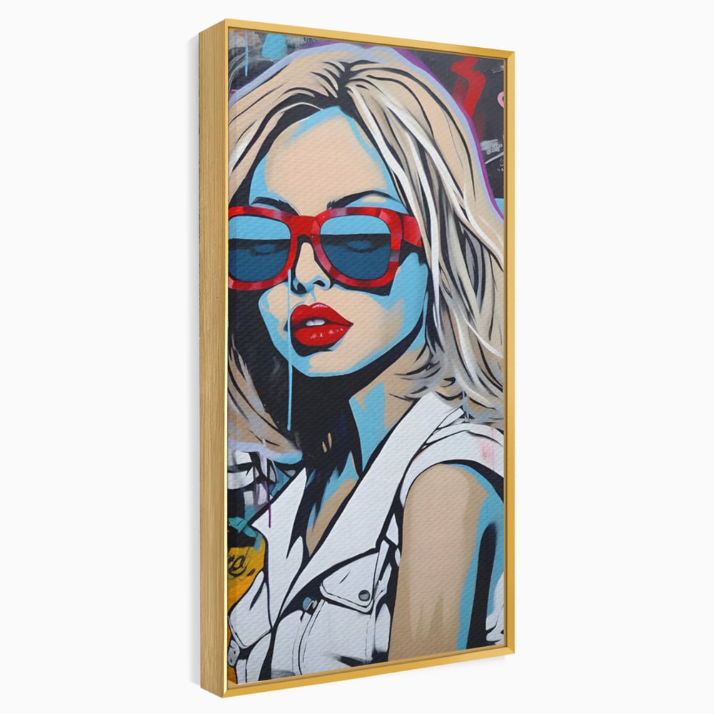 Tablou Canvas Premium LuxCanva® C1131, Girl With Sunglasses , Culori, Pop Art Painting, Fashion, Living Room, Bar, Relaxare, Culori Vibrante