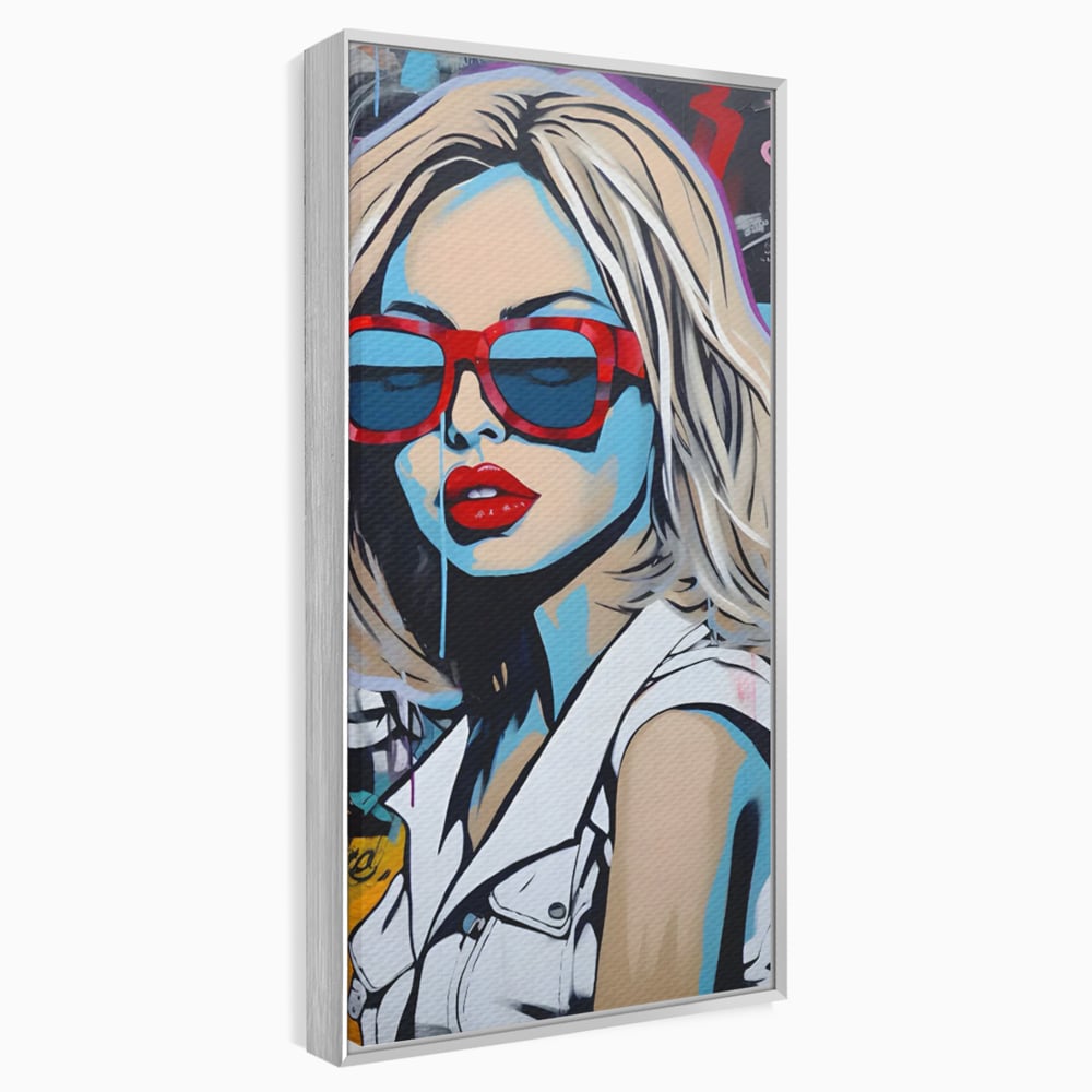 Tablou Canvas Premium LuxCanva® C1131, Girl With Sunglasses , Culori, Pop Art Painting, Fashion, Living Room, Bar, Relaxare, Culori Vibrante