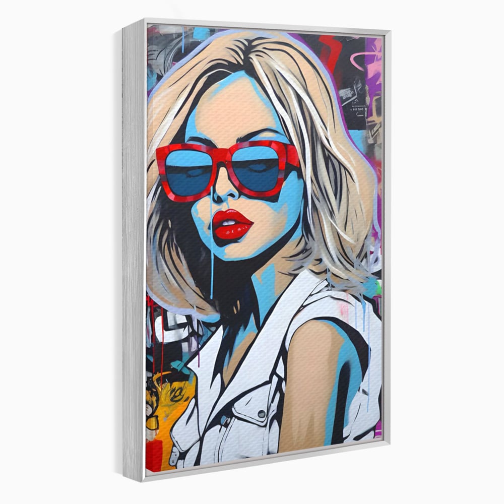 Tablou Canvas Premium LuxCanva® C1131, Girl With Sunglasses , Culori, Pop Art Painting, Fashion, Living Room, Bar, Relaxare, Culori Vibrante