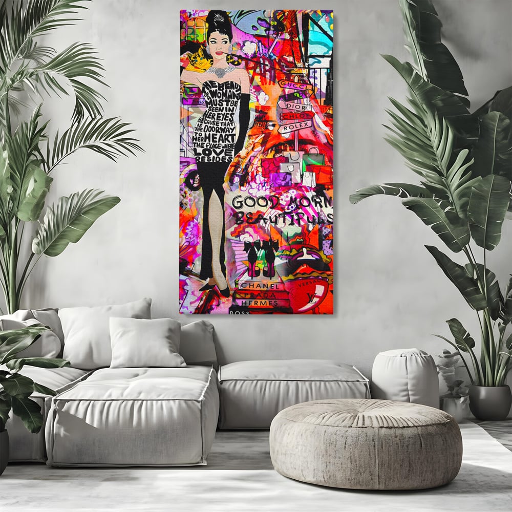 Tablou Canvas Premium LuxCanva® C1133, All About Brands , Culori, Pop Art Painting, Girl, Brands, Living Room, Bar, Relaxare, Culori Vibrante