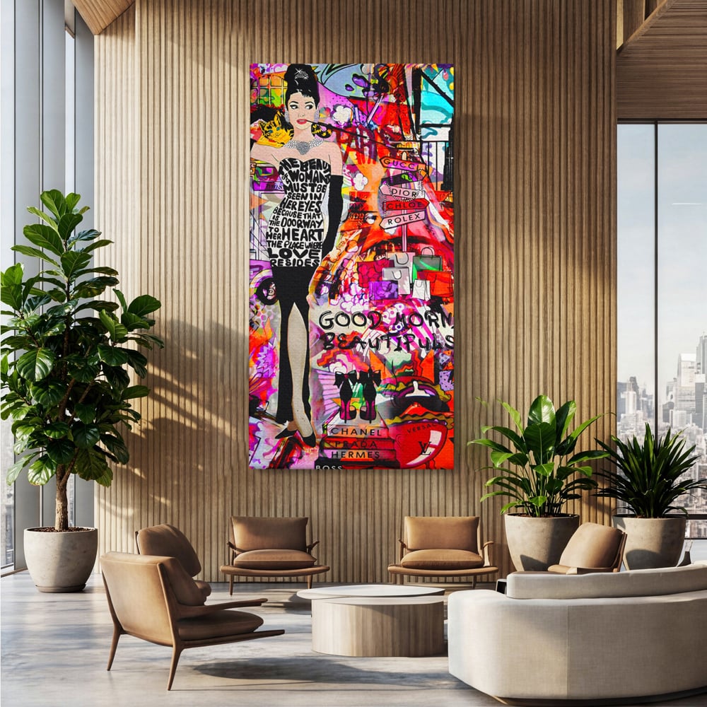 Tablou Canvas Premium LuxCanva® C1133, All About Brands , Culori, Pop Art Painting, Girl, Brands, Living Room, Bar, Relaxare, Culori Vibrante