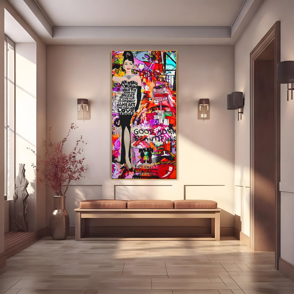 Tablou Canvas Premium LuxCanva® C1133, All About Brands , Culori, Pop Art Painting, Girl, Brands, Living Room, Bar, Relaxare, Culori Vibrante