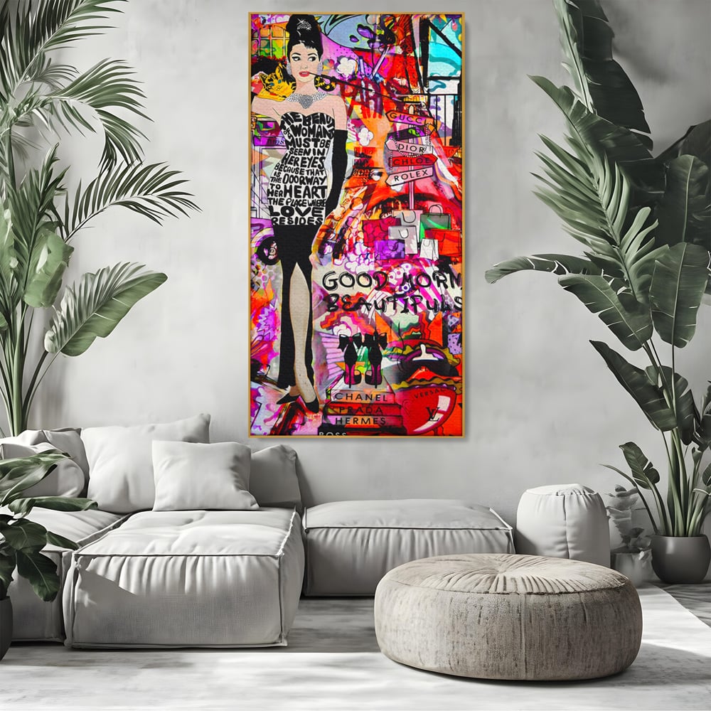 Tablou Canvas Premium LuxCanva® C1133, All About Brands , Culori, Pop Art Painting, Girl, Brands, Living Room, Bar, Relaxare, Culori Vibrante