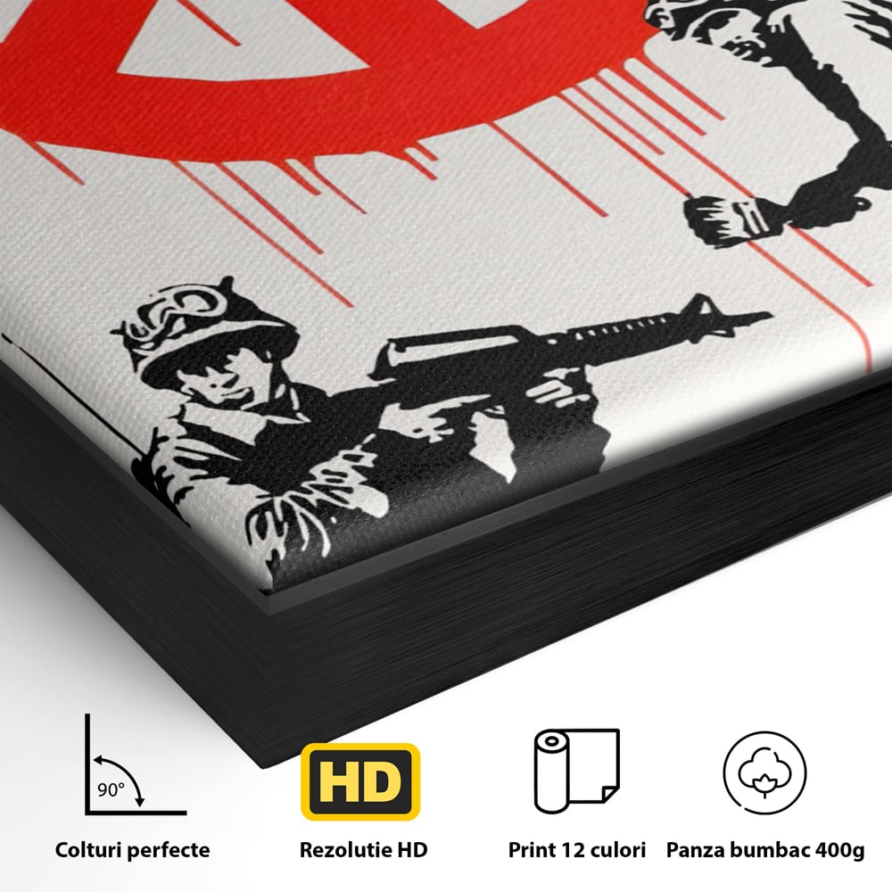 Tablou Canvas Premium LuxCanva® C1134, No War Just Peace , Culori, Army, Soldier, World, Living Room, Bar, Relaxare, Culori Vibrante