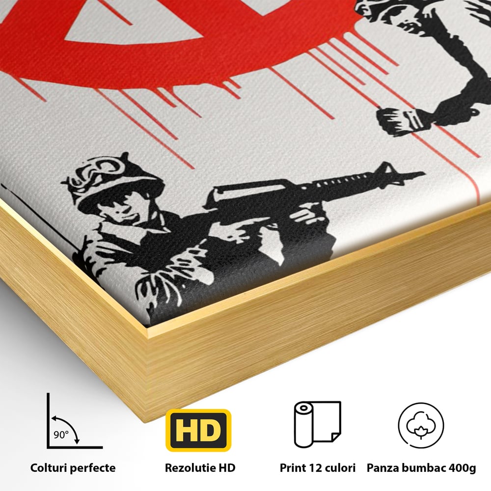 Tablou Canvas Premium LuxCanva® C1134, No War Just Peace , Culori, Army, Soldier, World, Living Room, Bar, Relaxare, Culori Vibrante