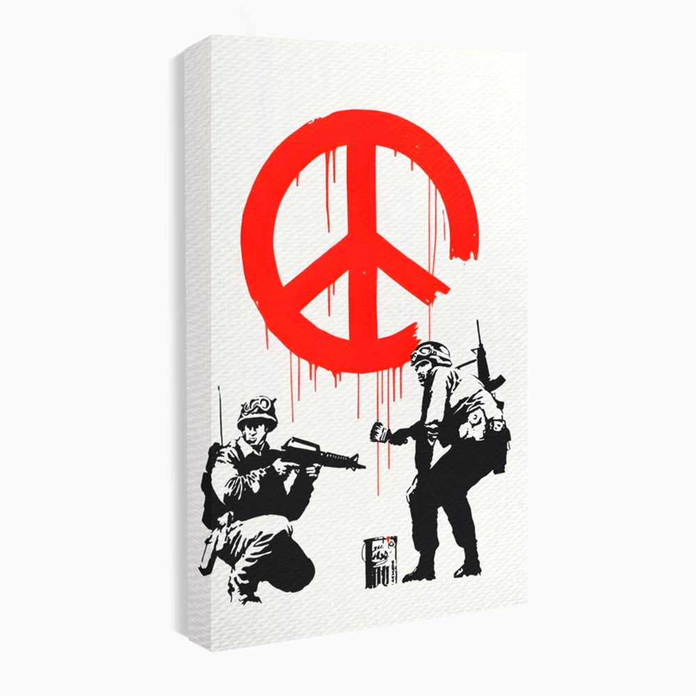 Tablou Canvas Premium LuxCanva® C1134, No War Just Peace , Culori, Army, Soldier, World, Living Room, Bar, Relaxare, Culori Vibrante