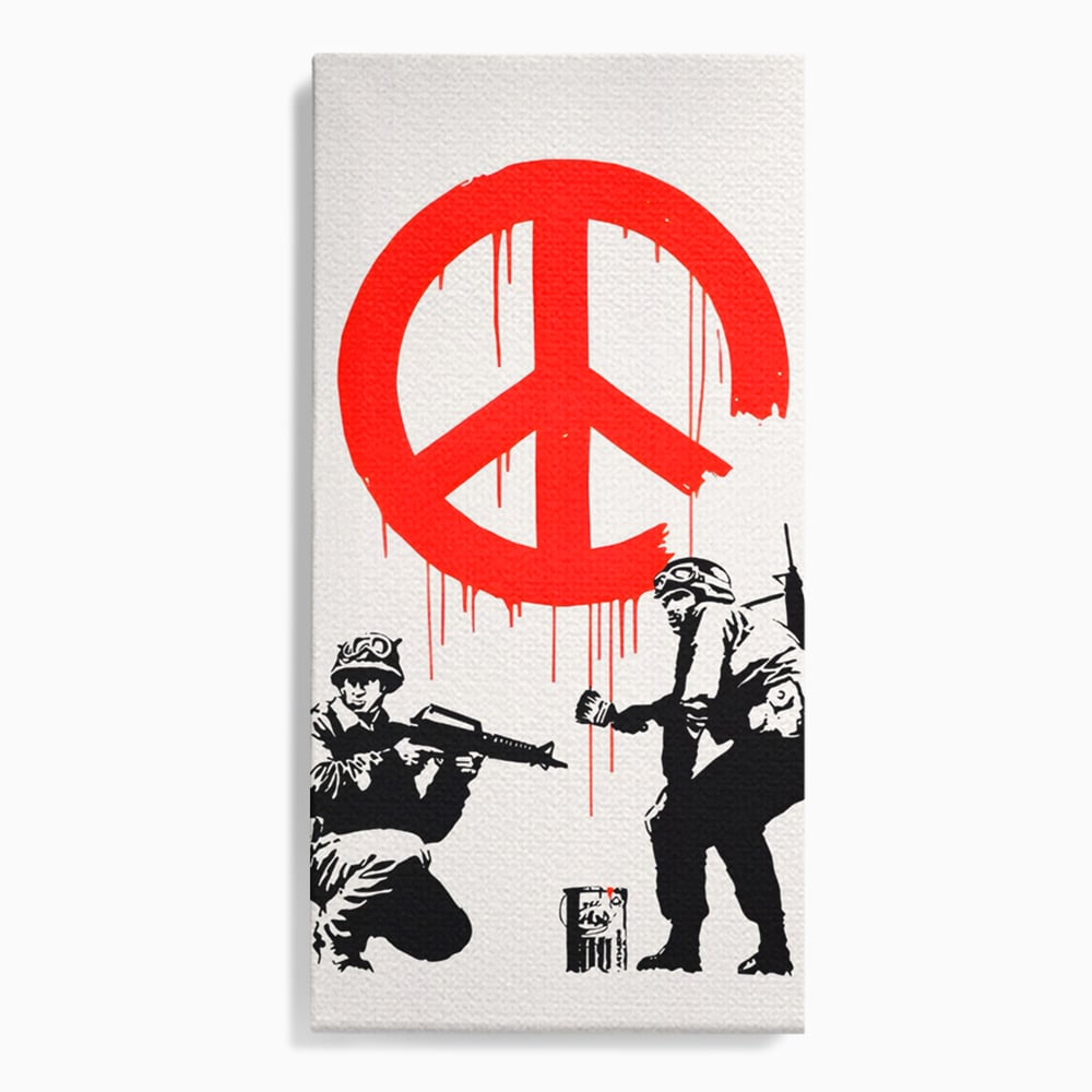 Tablou Canvas Premium LuxCanva® C1134, No War Just Peace , Culori, Army, Soldier, World, Living Room, Bar, Relaxare, Culori Vibrante