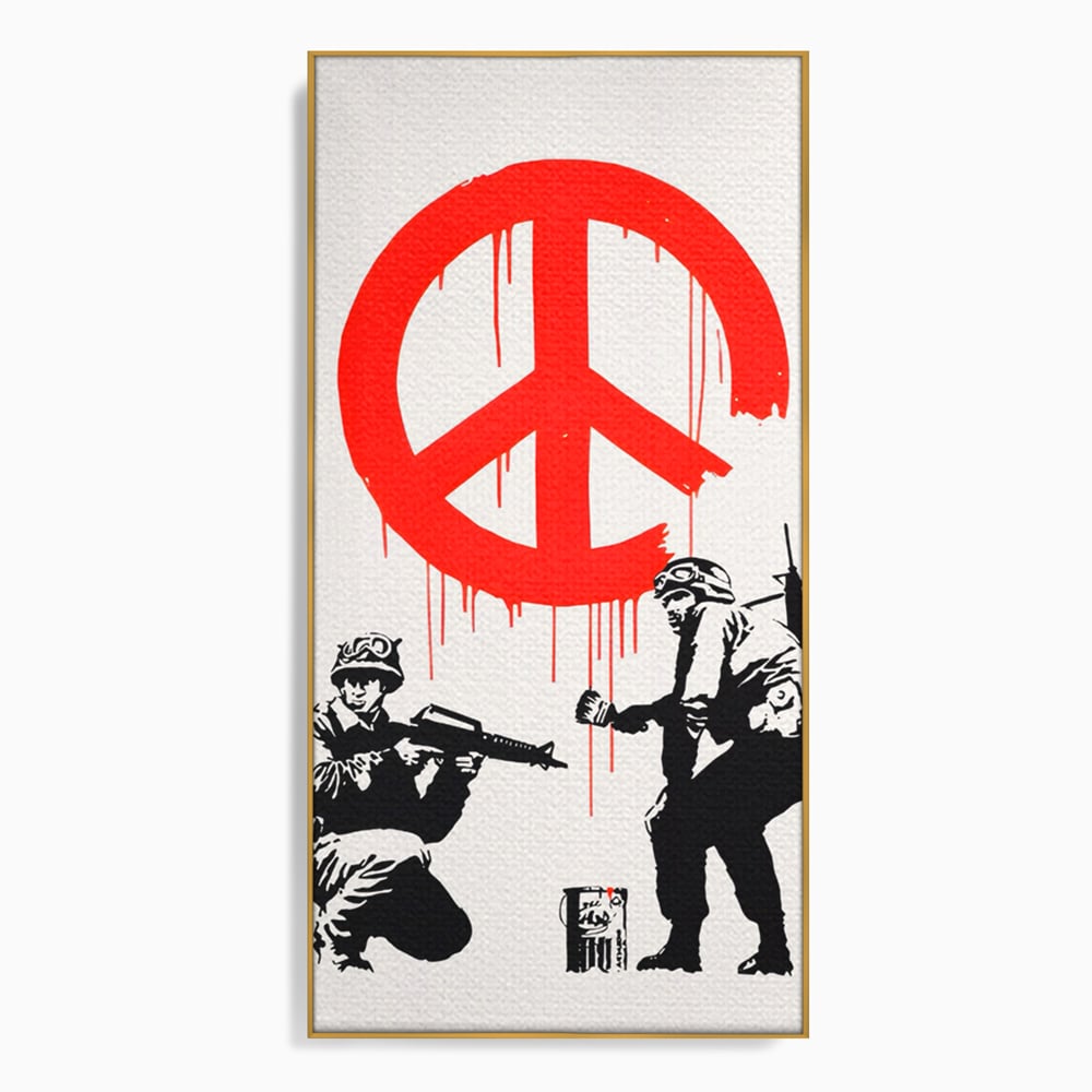 Tablou Canvas Premium LuxCanva® C1134, No War Just Peace , Culori, Army, Soldier, World, Living Room, Bar, Relaxare, Culori Vibrante