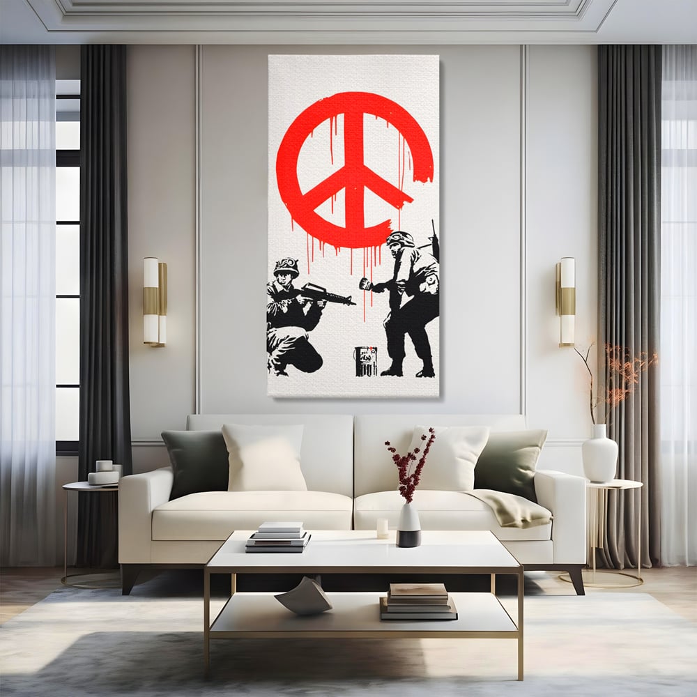 Tablou Canvas Premium LuxCanva® C1134, No War Just Peace , Culori, Army, Soldier, World, Living Room, Bar, Relaxare, Culori Vibrante