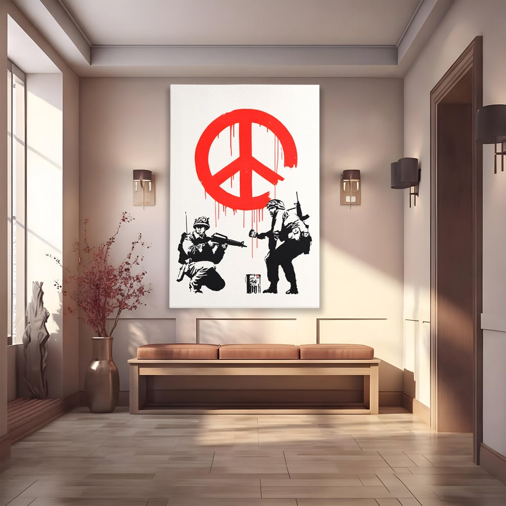 Tablou Canvas Premium LuxCanva® C1134, No War Just Peace , Culori, Army, Soldier, World, Living Room, Bar, Relaxare, Culori Vibrante
