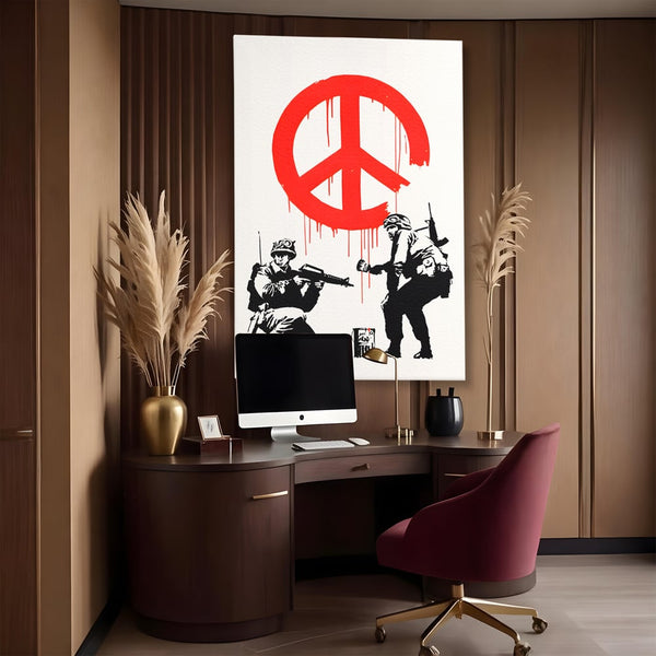Tablou Canvas Premium LuxCanva® C1134, No War Just Peace , Culori, Army, Soldier, World, Living Room, Bar, Relaxare, Culori Vibrante