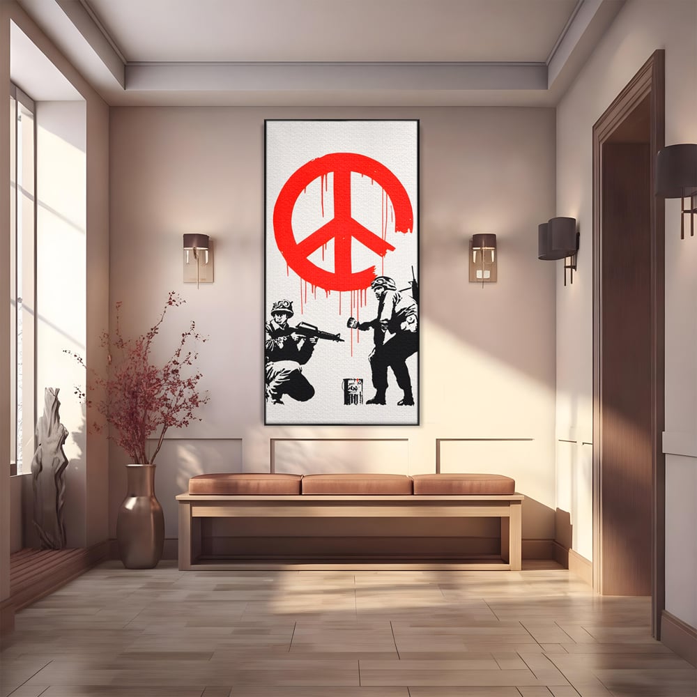 Tablou Canvas Premium LuxCanva® C1134, No War Just Peace , Culori, Army, Soldier, World, Living Room, Bar, Relaxare, Culori Vibrante