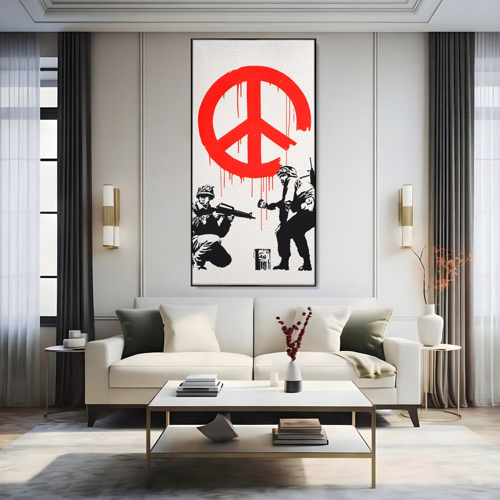 Tablou Canvas Premium LuxCanva® C1134, No War Just Peace , Culori, Army, Soldier, World, Living Room, Bar, Relaxare, Culori Vibrante