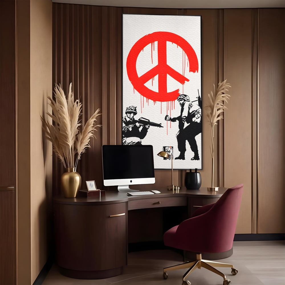 Tablou Canvas Premium LuxCanva® C1134, No War Just Peace , Culori, Army, Soldier, World, Living Room, Bar, Relaxare, Culori Vibrante