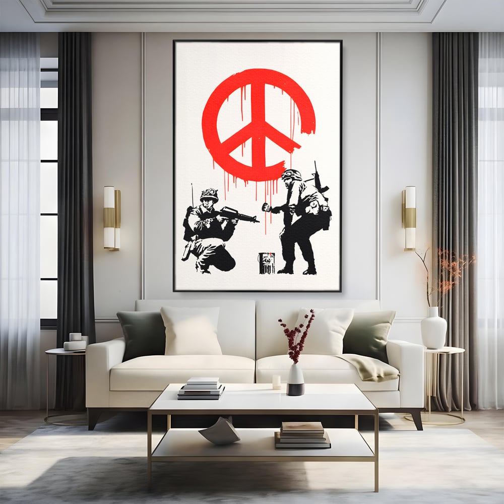 Tablou Canvas Premium LuxCanva® C1134, No War Just Peace , Culori, Army, Soldier, World, Living Room, Bar, Relaxare, Culori Vibrante