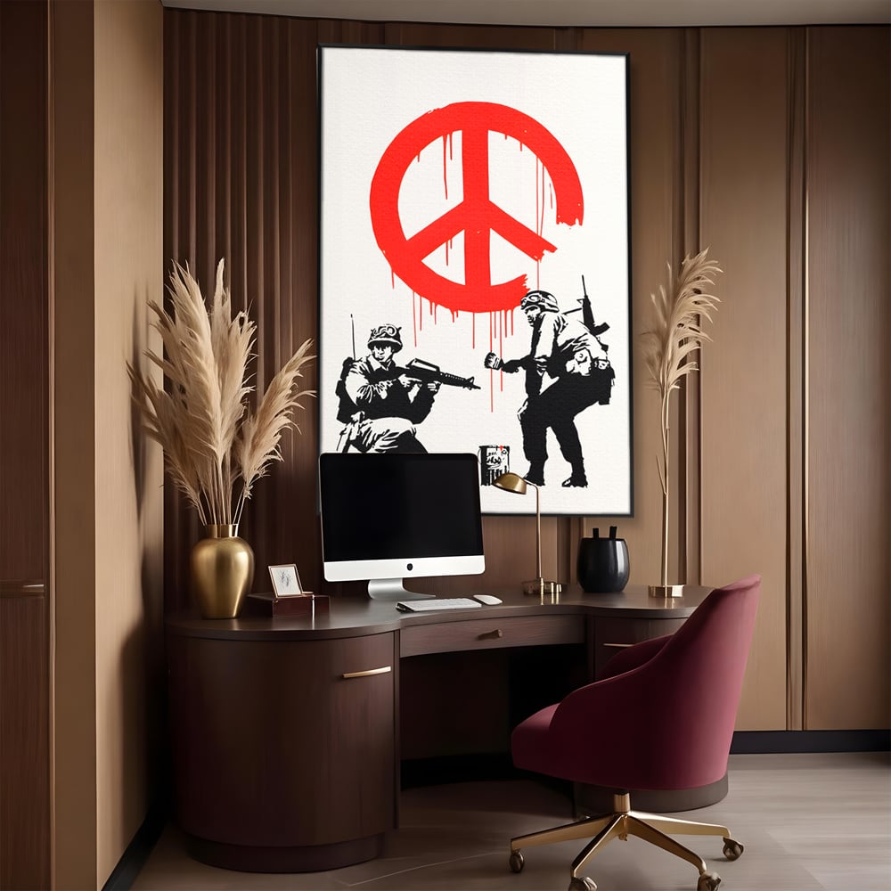 Tablou Canvas Premium LuxCanva® C1134, No War Just Peace , Culori, Army, Soldier, World, Living Room, Bar, Relaxare, Culori Vibrante
