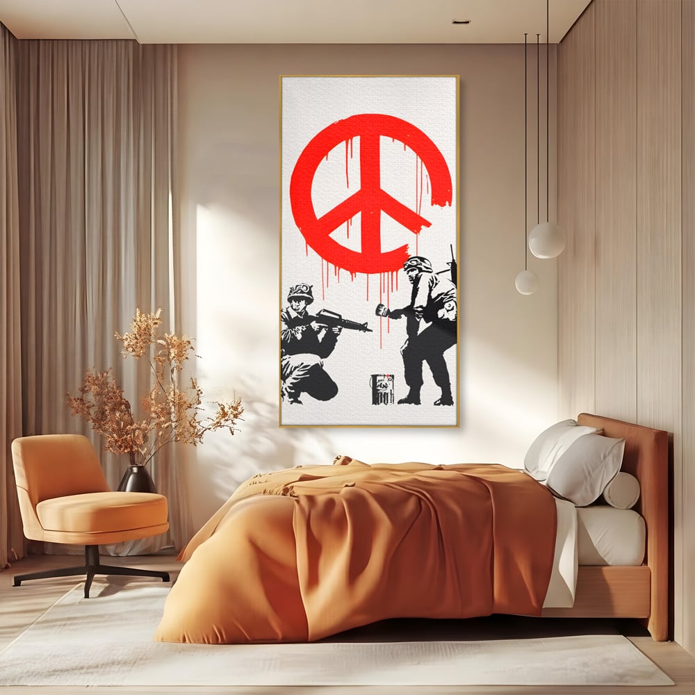 Tablou Canvas Premium LuxCanva® C1134, No War Just Peace , Culori, Army, Soldier, World, Living Room, Bar, Relaxare, Culori Vibrante