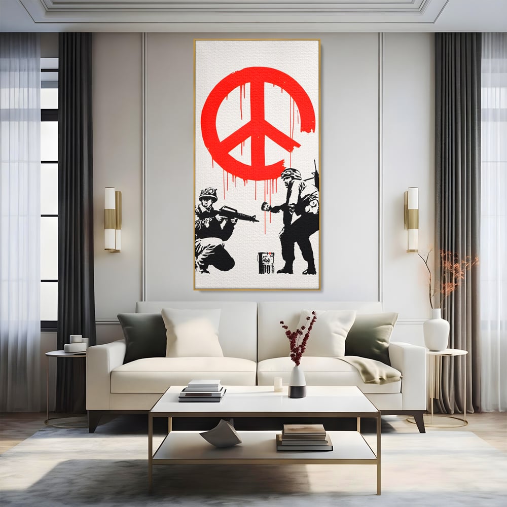 Tablou Canvas Premium LuxCanva® C1134, No War Just Peace , Culori, Army, Soldier, World, Living Room, Bar, Relaxare, Culori Vibrante