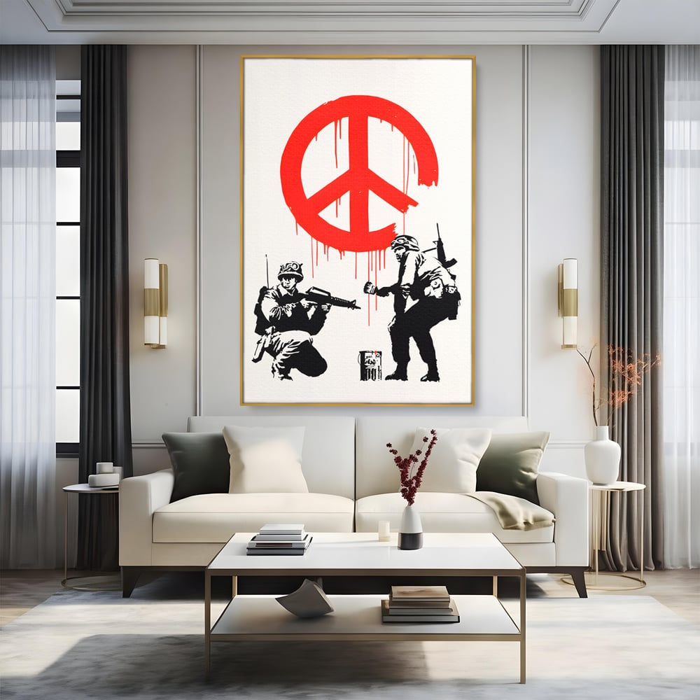 Tablou Canvas Premium LuxCanva® C1134, No War Just Peace , Culori, Army, Soldier, World, Living Room, Bar, Relaxare, Culori Vibrante