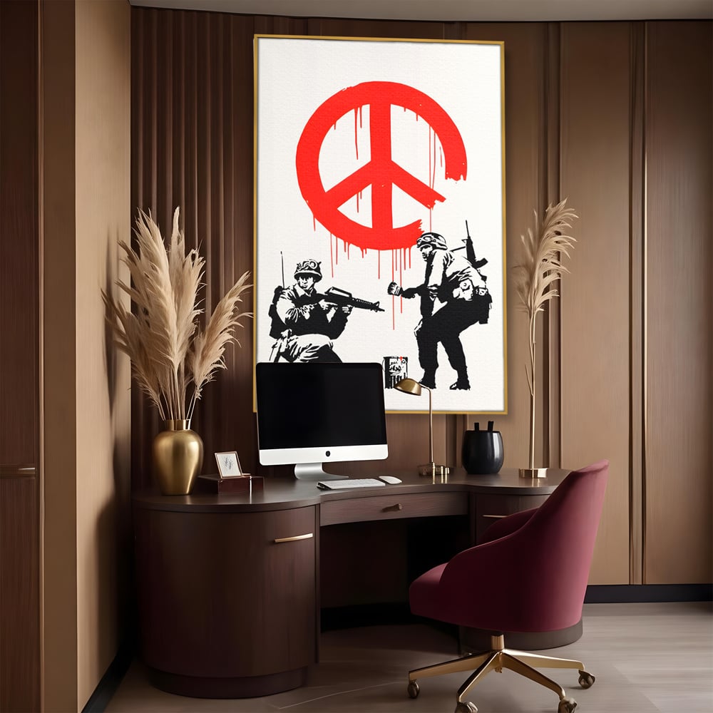 Tablou Canvas Premium LuxCanva® C1134, No War Just Peace , Culori, Army, Soldier, World, Living Room, Bar, Relaxare, Culori Vibrante