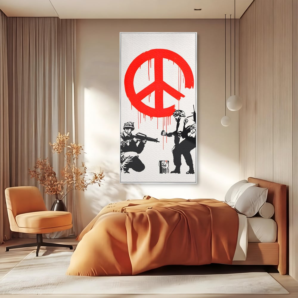 Tablou Canvas Premium LuxCanva® C1134, No War Just Peace , Culori, Army, Soldier, World, Living Room, Bar, Relaxare, Culori Vibrante