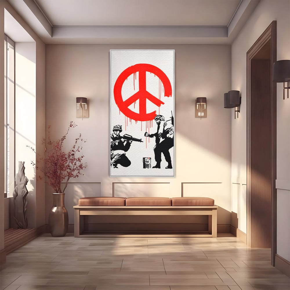 Tablou Canvas Premium LuxCanva® C1134, No War Just Peace , Culori, Army, Soldier, World, Living Room, Bar, Relaxare, Culori Vibrante