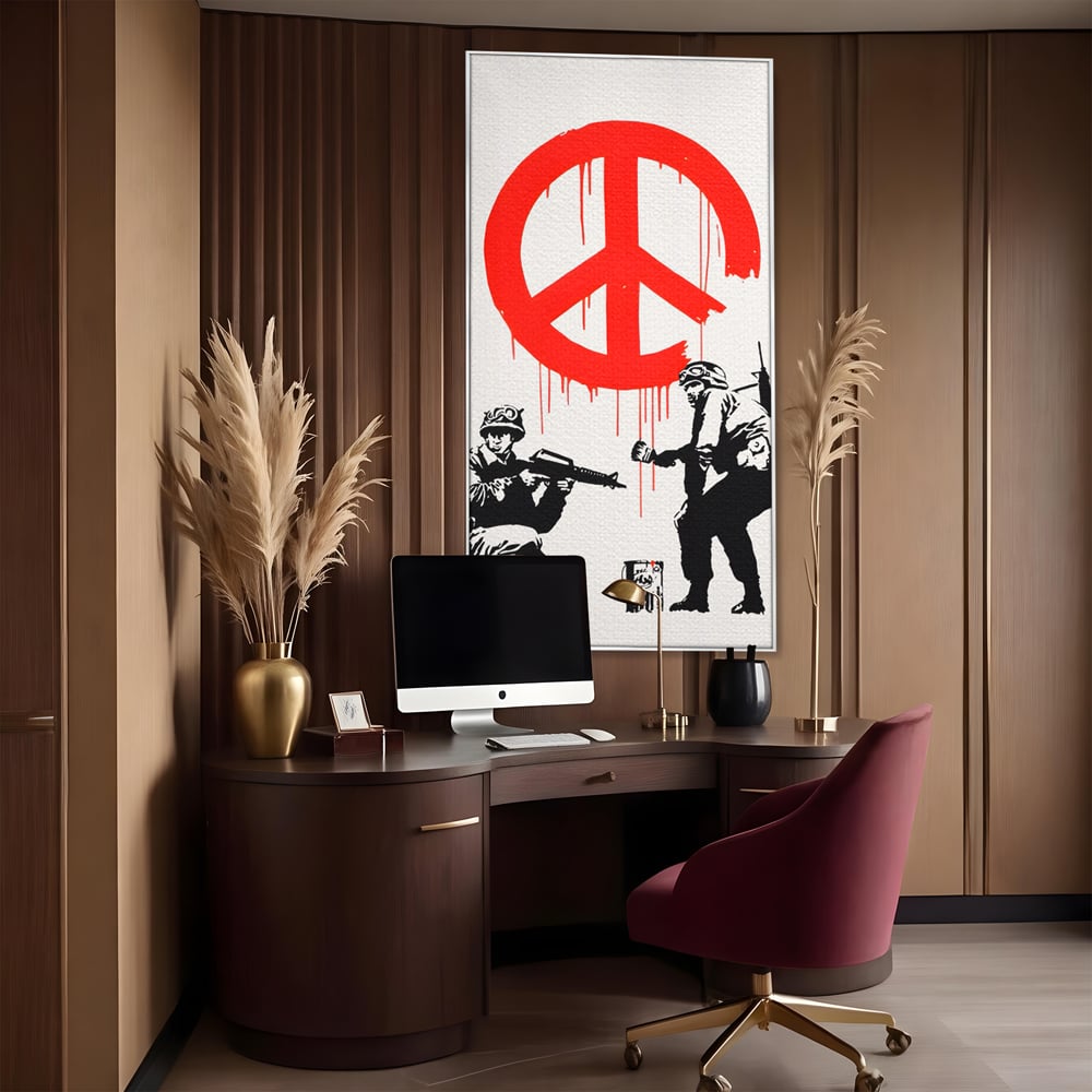 Tablou Canvas Premium LuxCanva® C1134, No War Just Peace , Culori, Army, Soldier, World, Living Room, Bar, Relaxare, Culori Vibrante