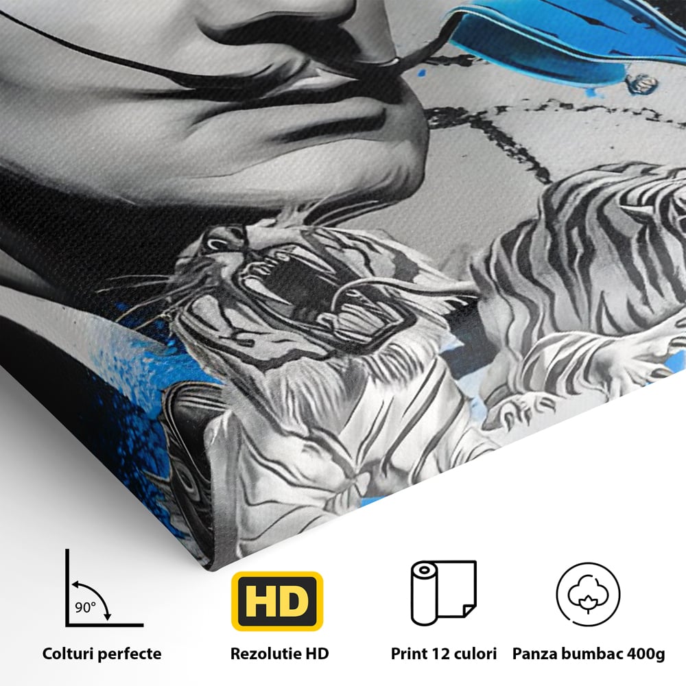 Leinwandbilder Premium LuxCanva® C1135, Abstraktes Gemälde von Salvador Dali , Farben, Löwen, Elefanten, Safari, Wohnzimmer, Bar, Entspannend, Lebendige Farben