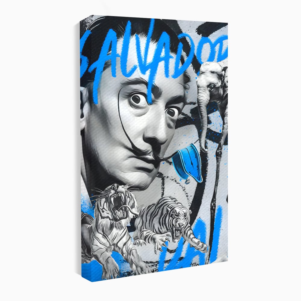 Leinwandbilder Premium LuxCanva® C1135, Abstraktes Gemälde von Salvador Dali , Farben, Löwen, Elefanten, Safari, Wohnzimmer, Bar, Entspannend, Lebendige Farben