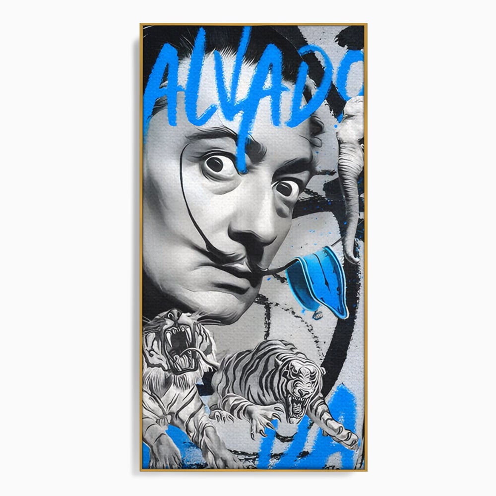 Leinwandbilder Premium LuxCanva® C1135, Abstraktes Gemälde von Salvador Dali , Farben, Löwen, Elefanten, Safari, Wohnzimmer, Bar, Entspannend, Lebendige Farben