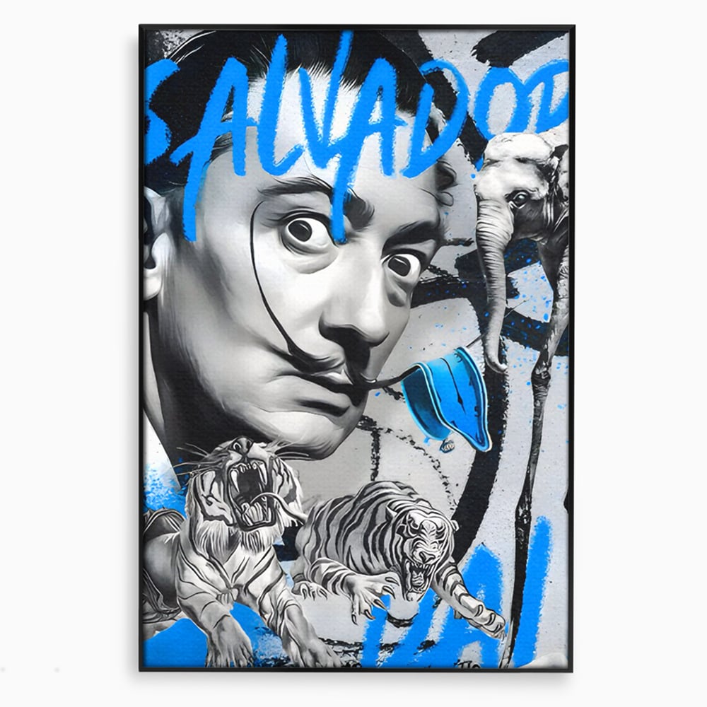 Leinwandbilder Premium LuxCanva® C1135, Abstraktes Gemälde von Salvador Dali , Farben, Löwen, Elefanten, Safari, Wohnzimmer, Bar, Entspannend, Lebendige Farben