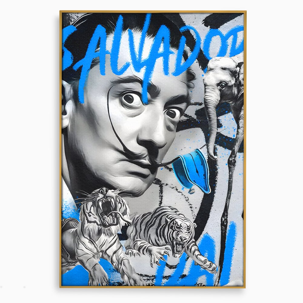 Leinwandbilder Premium LuxCanva® C1135, Abstraktes Gemälde von Salvador Dali , Farben, Löwen, Elefanten, Safari, Wohnzimmer, Bar, Entspannend, Lebendige Farben