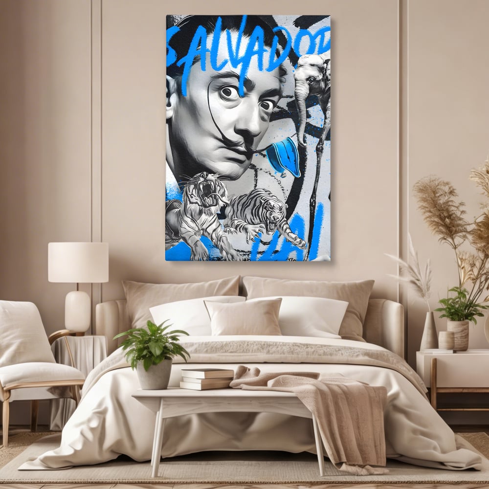 Leinwandbilder Premium LuxCanva® C1135, Abstraktes Gemälde von Salvador Dali , Farben, Löwen, Elefanten, Safari, Wohnzimmer, Bar, Entspannend, Lebendige Farben