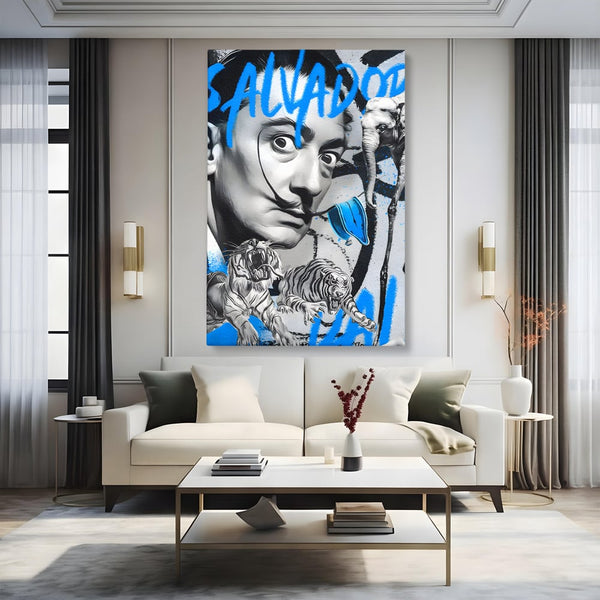 Leinwandbilder Premium LuxCanva® C1135, Abstraktes Gemälde von Salvador Dali , Farben, Löwen, Elefanten, Safari, Wohnzimmer, Bar, Entspannend, Lebendige Farben