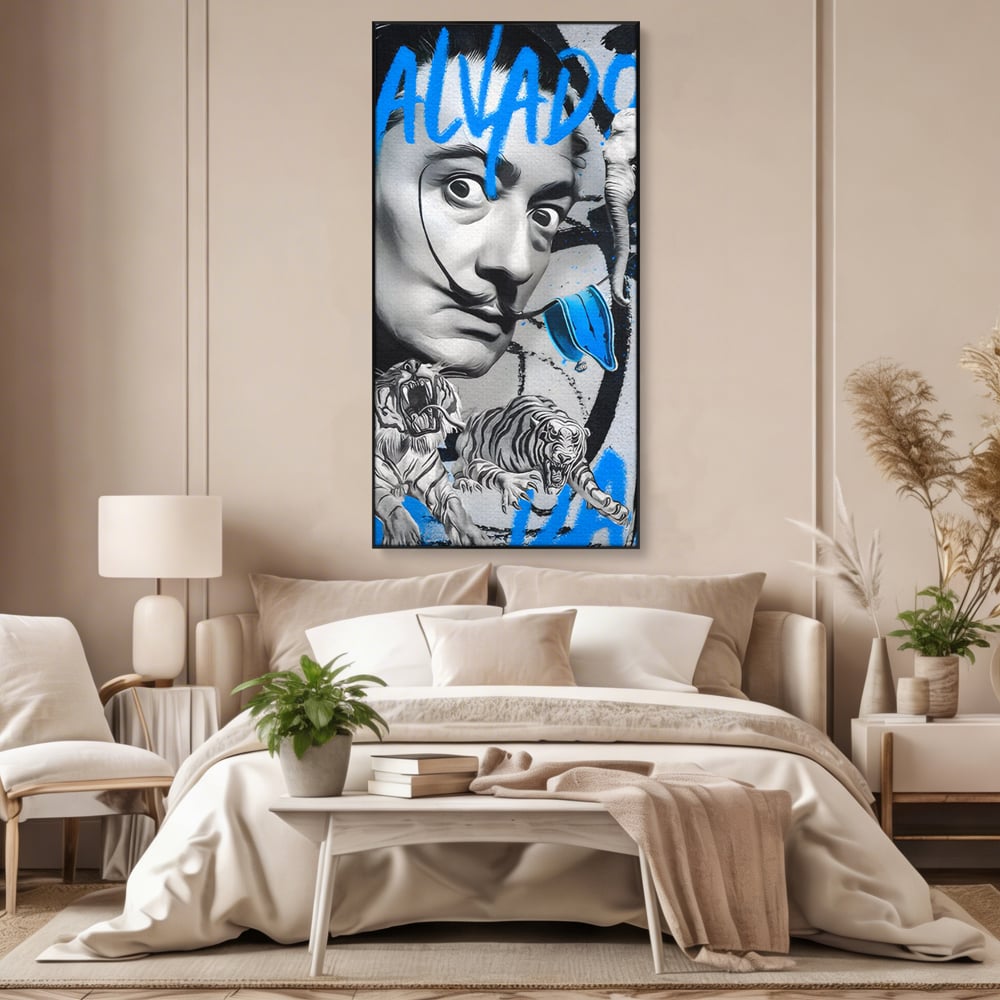 Leinwandbilder Premium LuxCanva® C1135, Abstraktes Gemälde von Salvador Dali , Farben, Löwen, Elefanten, Safari, Wohnzimmer, Bar, Entspannend, Lebendige Farben