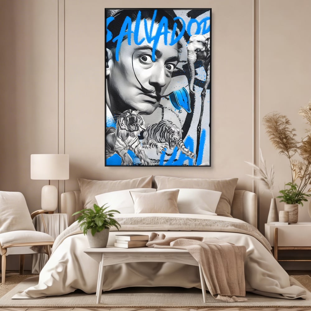 Leinwandbilder Premium LuxCanva® C1135, Abstraktes Gemälde von Salvador Dali , Farben, Löwen, Elefanten, Safari, Wohnzimmer, Bar, Entspannend, Lebendige Farben