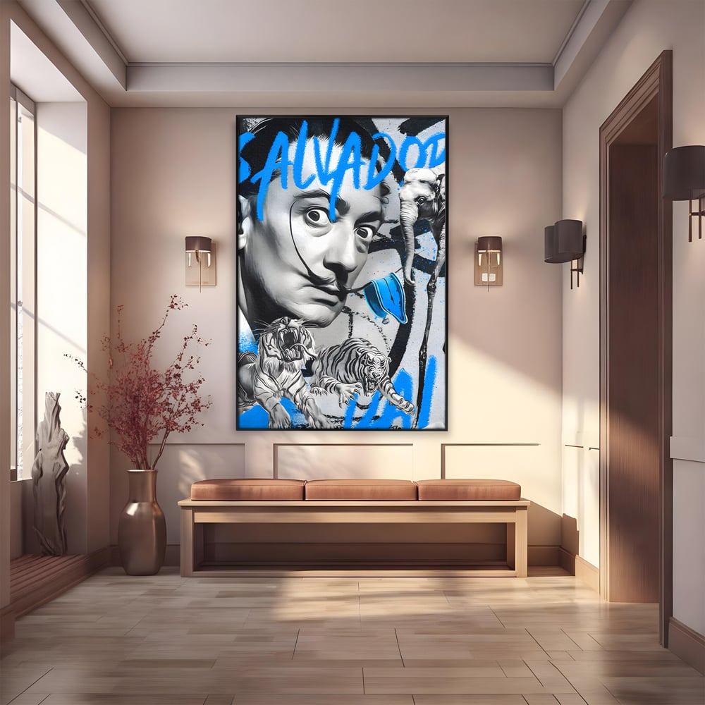 Leinwandbilder Premium LuxCanva® C1135, Abstraktes Gemälde von Salvador Dali , Farben, Löwen, Elefanten, Safari, Wohnzimmer, Bar, Entspannend, Lebendige Farben