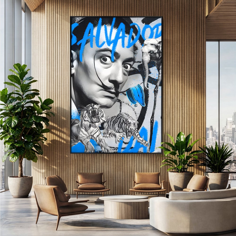 Leinwandbilder Premium LuxCanva® C1135, Abstraktes Gemälde von Salvador Dali , Farben, Löwen, Elefanten, Safari, Wohnzimmer, Bar, Entspannend, Lebendige Farben