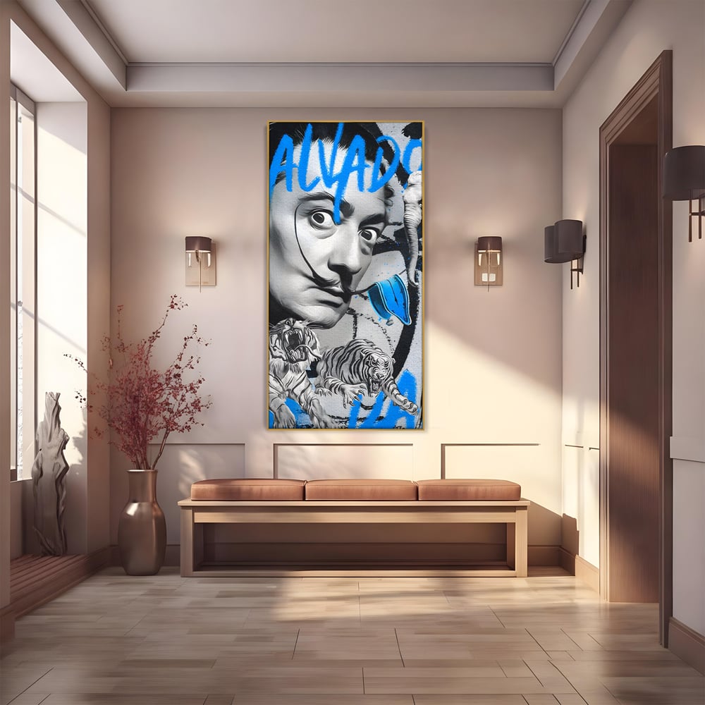 Leinwandbilder Premium LuxCanva® C1135, Abstraktes Gemälde von Salvador Dali , Farben, Löwen, Elefanten, Safari, Wohnzimmer, Bar, Entspannend, Lebendige Farben