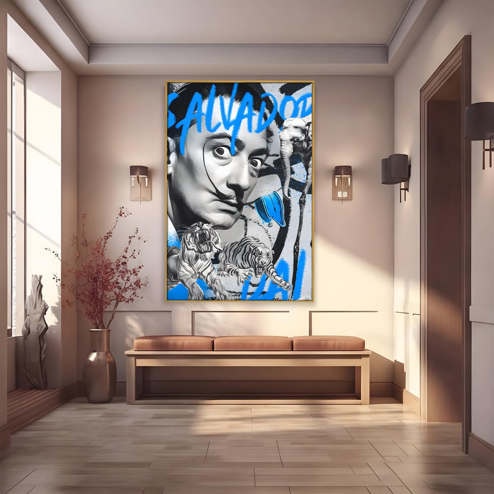 Leinwandbilder Premium LuxCanva® C1135, Abstraktes Gemälde von Salvador Dali , Farben, Löwen, Elefanten, Safari, Wohnzimmer, Bar, Entspannend, Lebendige Farben