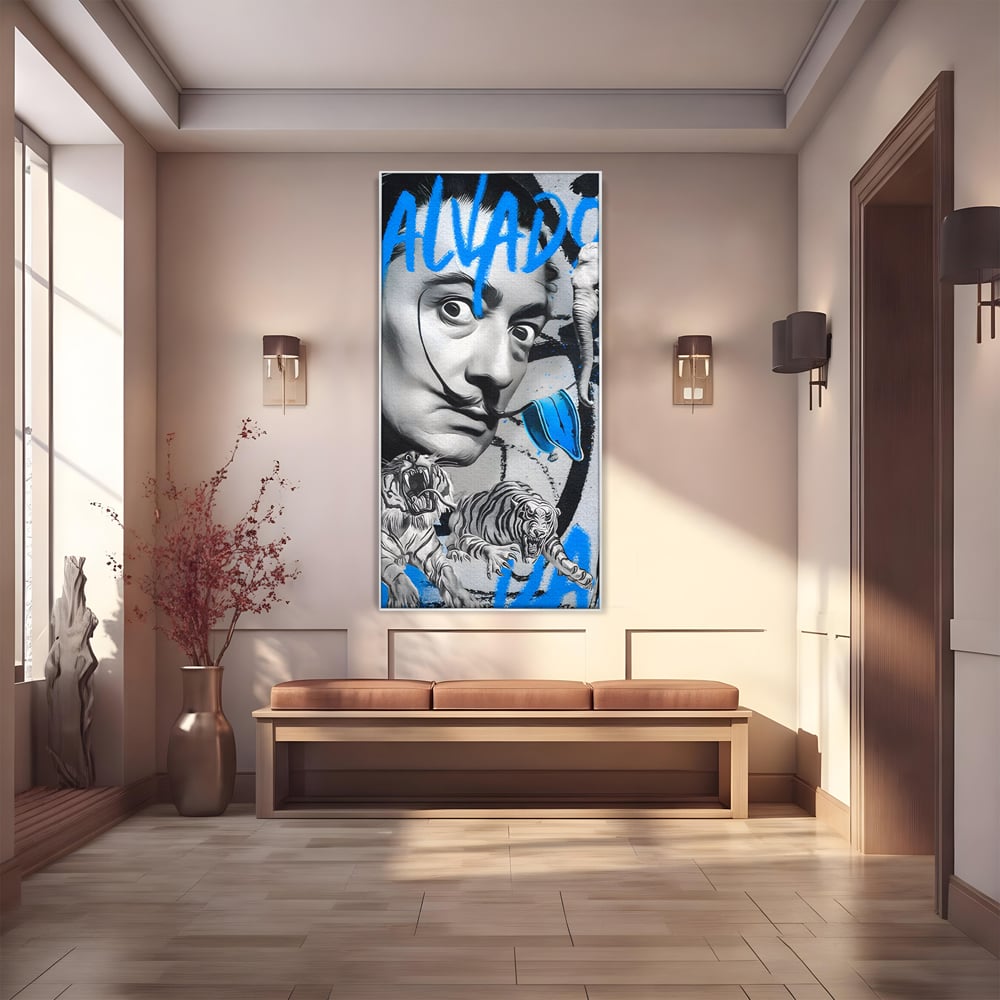 Leinwandbilder Premium LuxCanva® C1135, Abstraktes Gemälde von Salvador Dali , Farben, Löwen, Elefanten, Safari, Wohnzimmer, Bar, Entspannend, Lebendige Farben