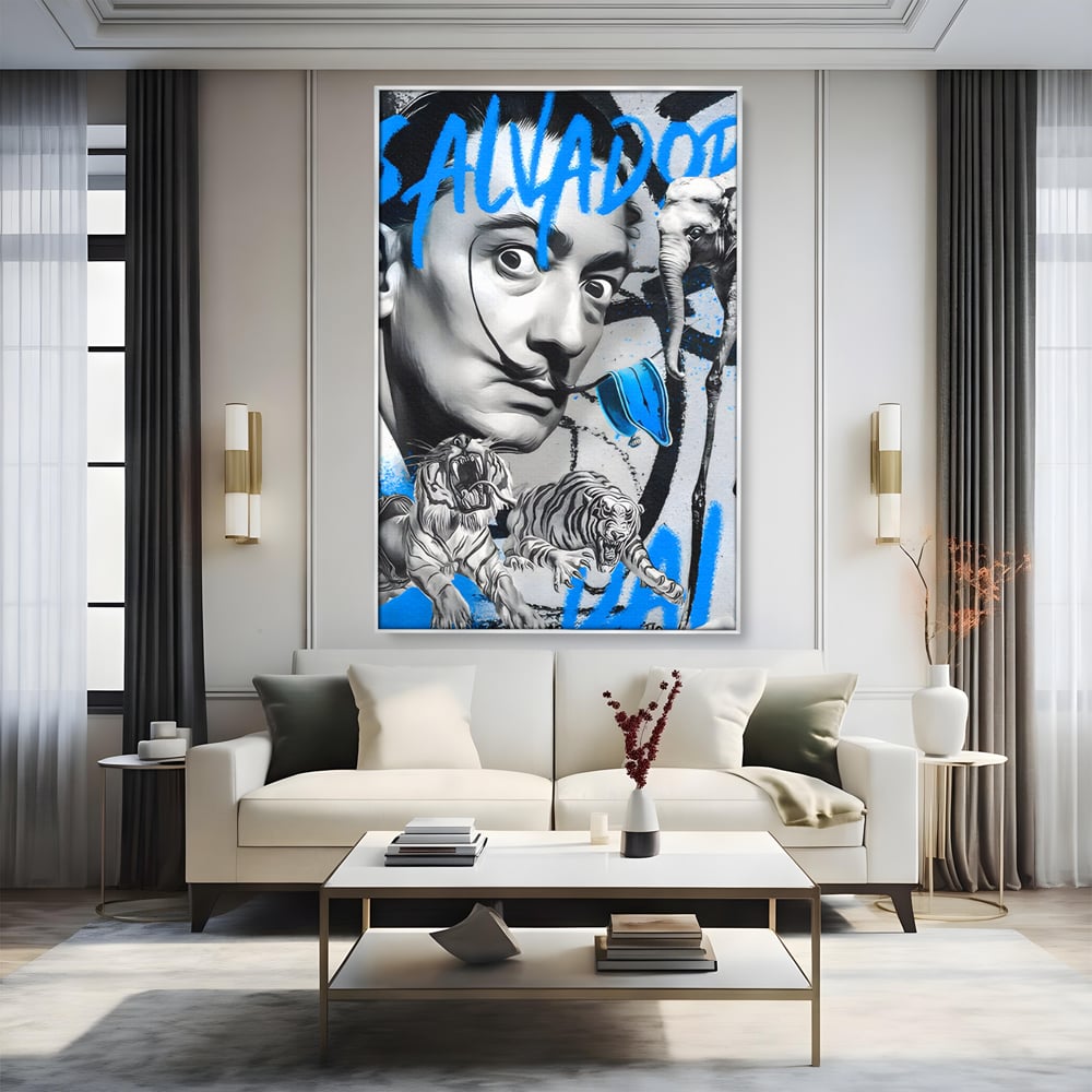 Leinwandbilder Premium LuxCanva® C1135, Abstraktes Gemälde von Salvador Dali , Farben, Löwen, Elefanten, Safari, Wohnzimmer, Bar, Entspannend, Lebendige Farben