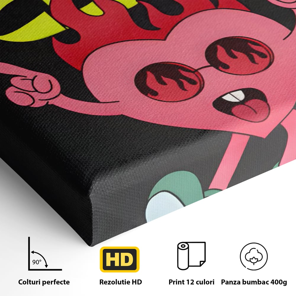 Tablou Canvas Premium LuxCanva® C1136, Happy Dancing Heart , Culori, Joy, Party, Happinness, Living Room, Bar, Relaxare, Culori Vibrante