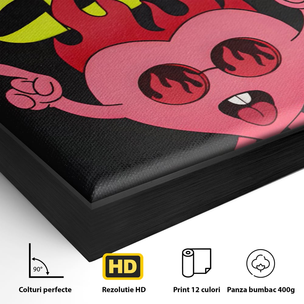 Tablou Canvas Premium LuxCanva® C1136, Happy Dancing Heart , Culori, Joy, Party, Happinness, Living Room, Bar, Relaxare, Culori Vibrante